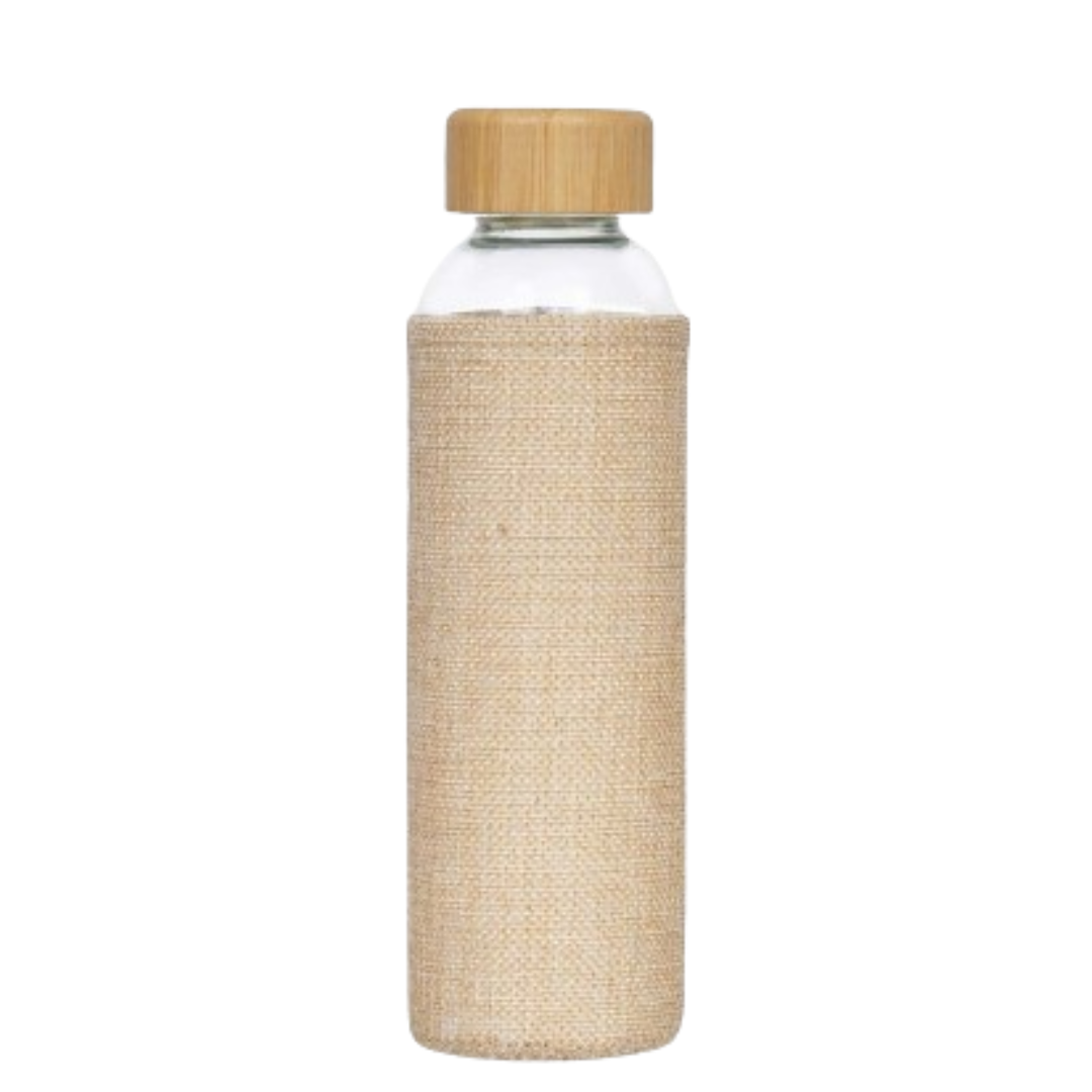 Glass Bottle Bamboo Lid & Jute Cover
