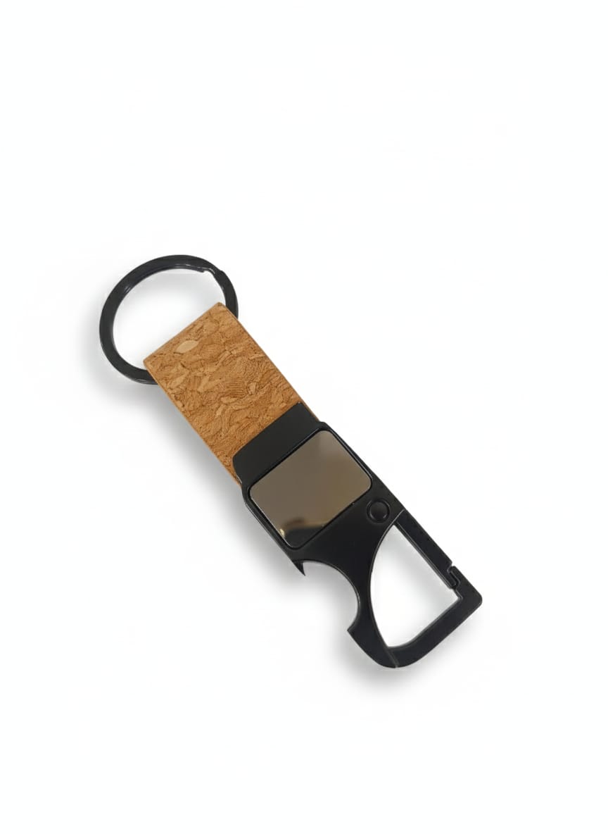 Cork & Metal Keychain